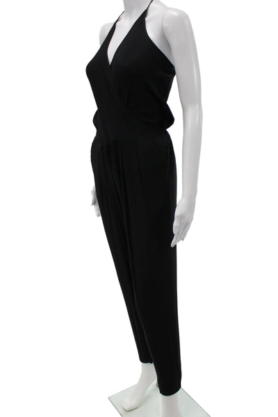 Emerson Thorpe Womens Jumpsuit Sleeveless V Neck Black Silk Spandex Size XS