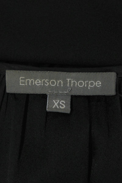 Emerson Thorpe Womens Jumpsuit Sleeveless V Neck Black Silk Spandex Size XS