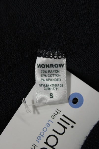 Monrow Women Pullover Sweatshirt Striped Dark Blue Crew Neck Rainbow Size S