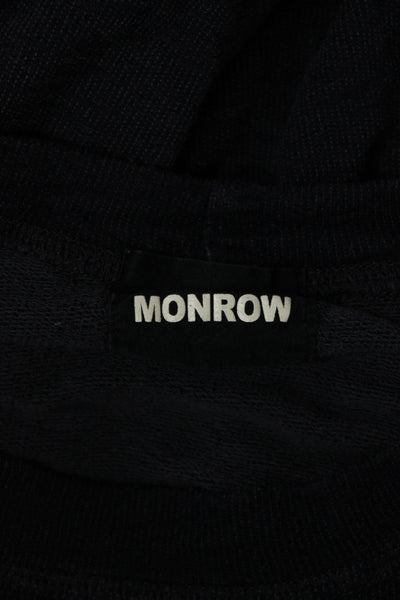 Monrow Women Pullover Sweatshirt Striped Dark Blue Crew Neck Rainbow Size S