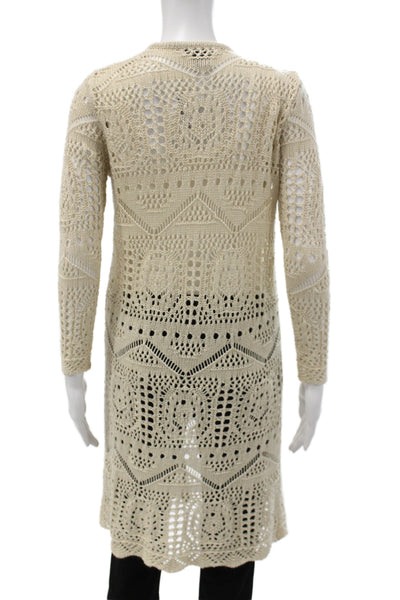 Chelsea & Theodore Unisex Cardigan Sweater Beige Geometric Bohemian Size S