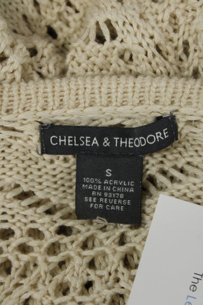 Chelsea & Theodore Unisex Cardigan Sweater Beige Geometric Bohemian Size S