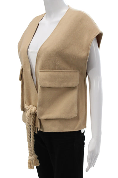 Maeve Anthropologie Womens Boho Sleeveless V Neck Vest Beige Size One
