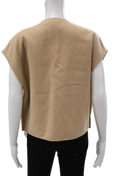 Maeve Anthropologie Womens Boho Sleeveless V Neck Vest Beige Size One