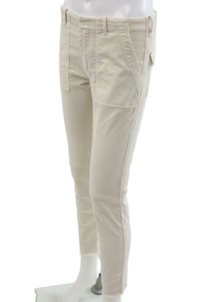 Nili Lotan Women Cropped Cargo Ankle Pants Beige Size 2