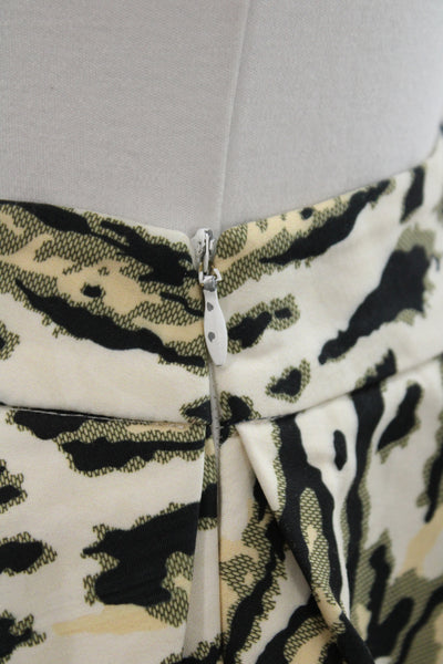Theo Womens A-Line Pleated Skater Mini Skirt Beige Animal Print Size M