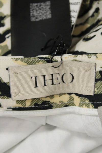 Theo Womens A-Line Pleated Skater Mini Skirt Beige Animal Print Size M
