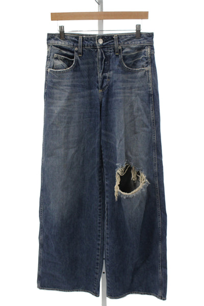 Amo Unisex Wide-Leg Jeans Dark Blue High Rise 30in Inseam 100% Cotton Size 24