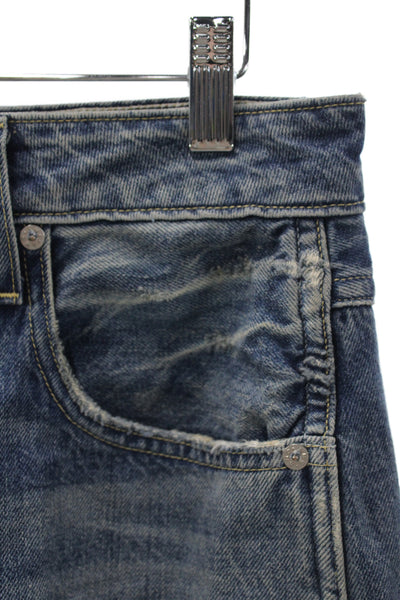 Amo Unisex Wide-Leg Jeans Dark Blue High Rise 30in Inseam 100% Cotton Size 24