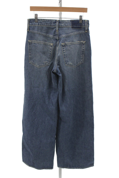 Amo Unisex Wide-Leg Jeans Dark Blue High Rise 30in Inseam 100% Cotton Size 24