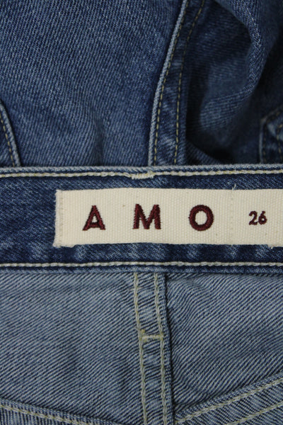 Amo Unisex Straight Jeans Blue High Rise Denim 31in Inseam Size 26