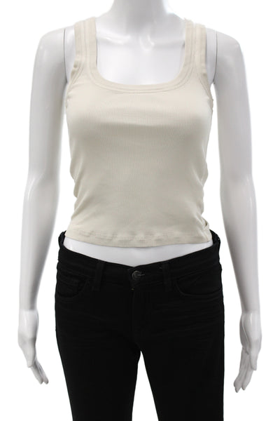 Jacquemus Women Cropped Cotton Square Neck Tank Beige Size S