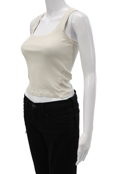 Jacquemus Women Cropped Cotton Square Neck Tank Beige Size S