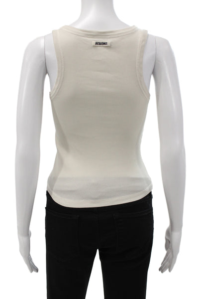 Jacquemus Women Cropped Cotton Square Neck Tank Beige Size S