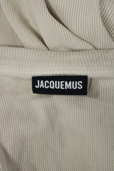 Jacquemus Women Cropped Cotton Square Neck Tank Beige Size S