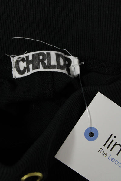 Chrldr Women Jogger Sweatpants Black 100% Cotton Drawstring Heart Size S