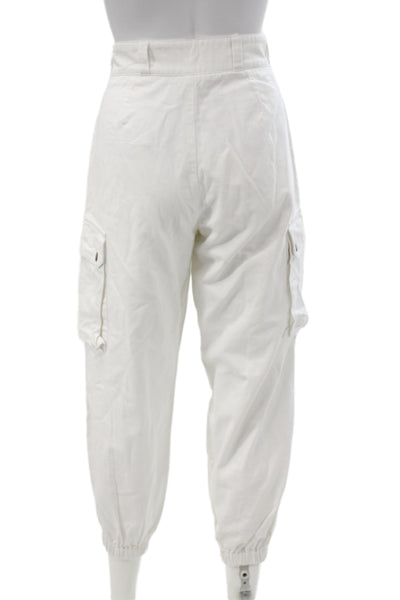 Skylar + Madison Women Cargo Jogger Pants White Button 100% Algodón Size M