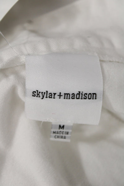 Skylar + Madison Women Cargo Jogger Pants White Button 100% Algodón Size M