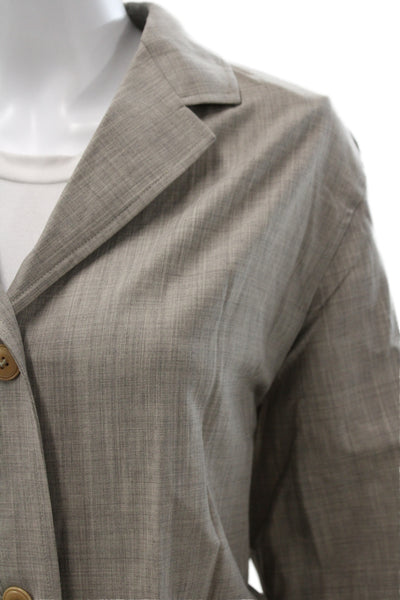 Max Mara Womens 2 Piece Suit Gray Collared Button Wool Blend 3/4 Sleeve Size 10