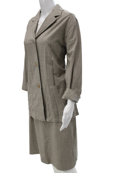Max Mara Womens 2 Piece Suit Gray Collared Button Wool Blend 3/4 Sleeve Size 10