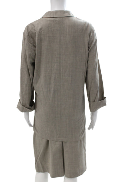 Max Mara Womens 2 Piece Suit Gray Collared Button Wool Blend 3/4 Sleeve Size 10