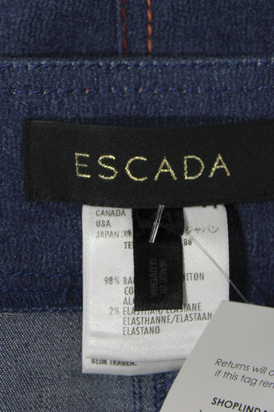 Escada Women Straight Pencil Skirt Dark Blue Cotton Elastane Size 44