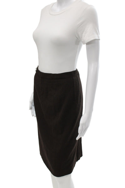 Escada Womens Straight Pencil Brown Wool Blend Knee Length Skirt Size 40
