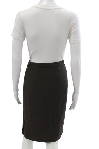 Escada Womens Straight Pencil Brown Wool Blend Knee Length Skirt Size 40