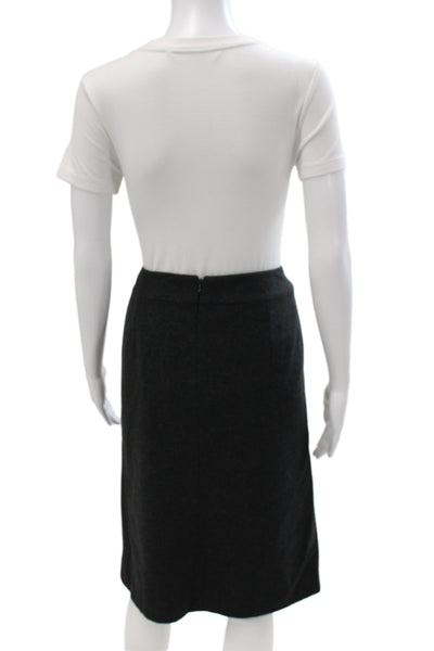 Max Mara Women Straight Pencil Skirt Dark Gray Virgin Wool Size 10