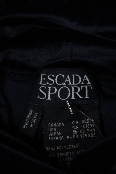 Escada Sport Women Basic Dark Blue Mock Neck Long Sleeve Top Size L