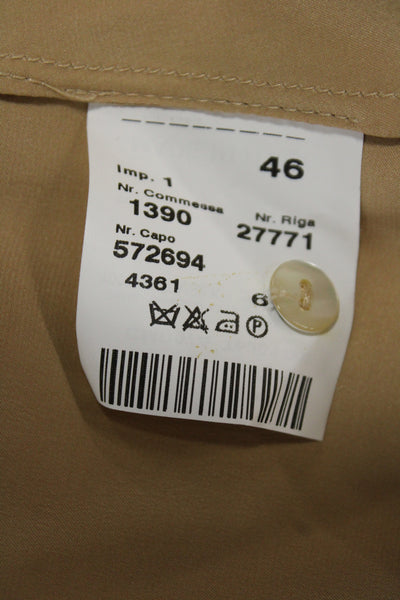 Tombolini Women Basic Collared Button-Up Blouse Long Sleeve Beige Size 46