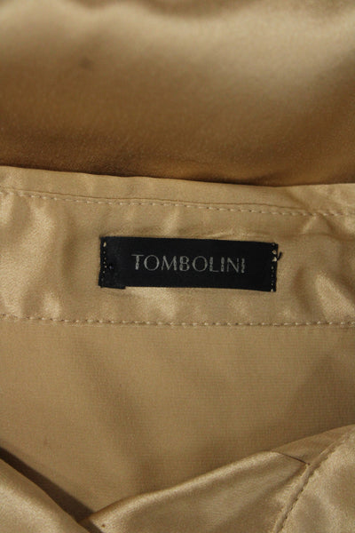 Tombolini Women Basic Collared Button-Up Blouse Long Sleeve Beige Size 46