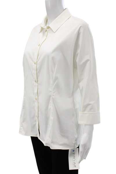 Piazza Sempione Womens White Collared Basic Button-Up 3/4 Sleeve Size 48