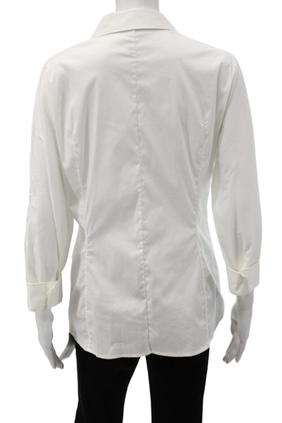 Piazza Sempione Womens White Collared Basic Button-Up 3/4 Sleeve Size 48