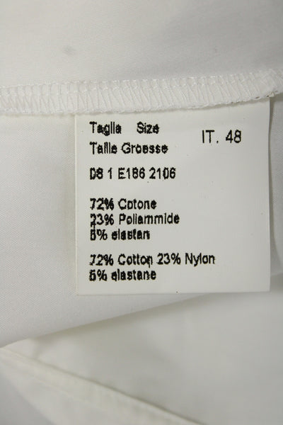 Piazza Sempione Womens White Collared Basic Button-Up 3/4 Sleeve Size 48