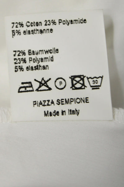 Piazza Sempione Womens White Collared Basic Button-Up 3/4 Sleeve Size 48