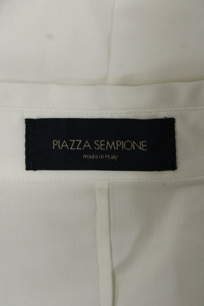 Piazza Sempione Womens White Collared Basic Button-Up 3/4 Sleeve Size 48