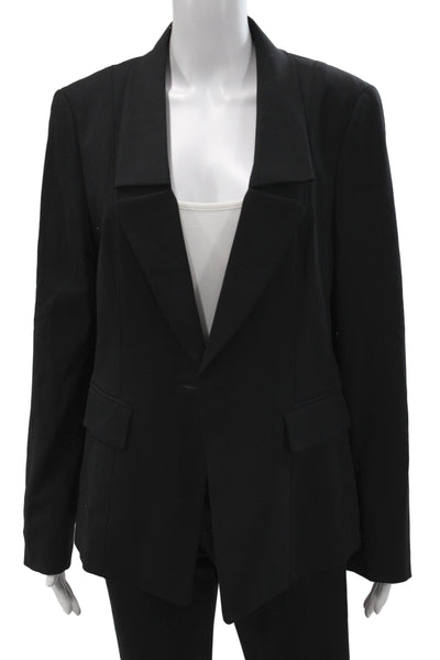 Worth Unisex Black Wool Blazer Collared Button Long Sleeve Classic Size 12