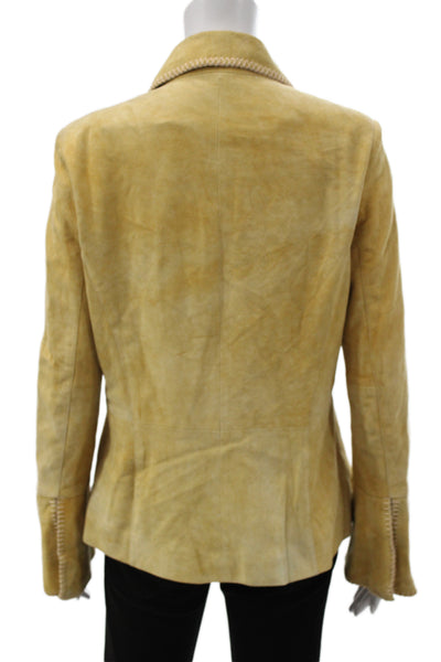 Vakko Sport Women Tan Leather Button Collared Jacket Size L