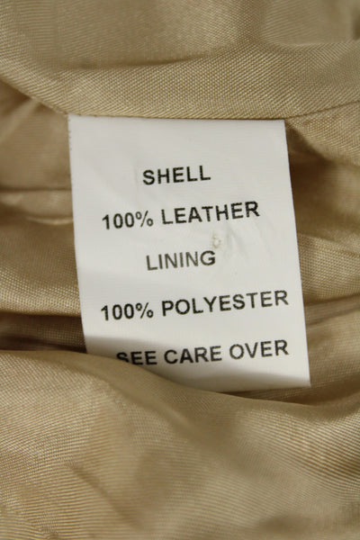 Vakko Sport Women Tan Leather Button Collared Jacket Size L