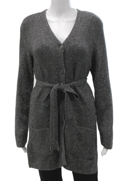 Gerani Unisex Cardigan Dark Gray V Neck Button Long Sleeve Virgin Wool Size M