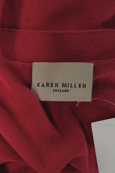 Karen Millen Women Pink V-Neck Button Cardigan 3/4 Sleeve Size S