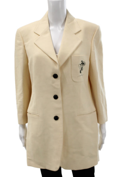Iceberg History Womens Overcoat Blazer Beige Cartoon Wool Size 46