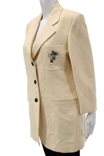Iceberg History Womens Overcoat Blazer Beige Cartoon Wool Size 46