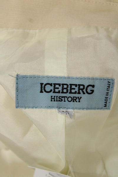 Iceberg History Womens Overcoat Blazer Beige Cartoon Wool Size 46