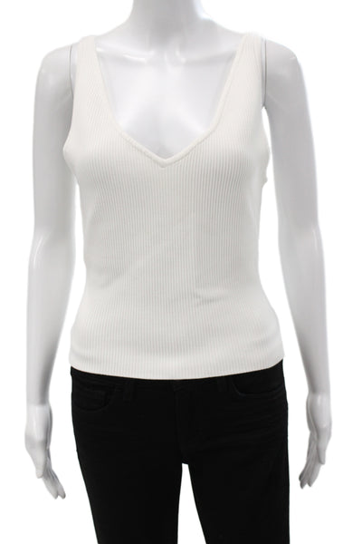 Babaton Womens Basic Camisole White V-Neck Sleeveless 99% Nylon Size L