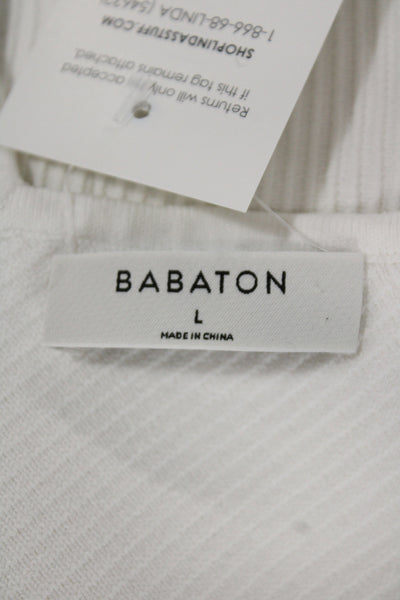 Babaton Womens Basic Camisole White V-Neck Sleeveless 99% Nylon Size L