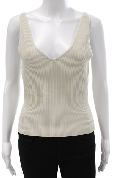 Babaton Womens Beige V-Neck Camisole Sleeveless Basic Size L