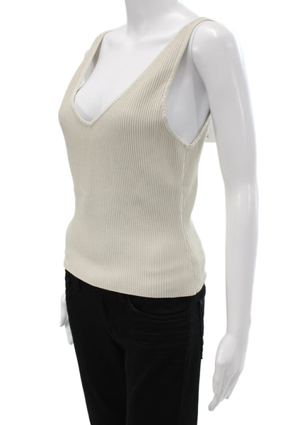 Babaton Womens Beige V-Neck Camisole Sleeveless Basic Size L