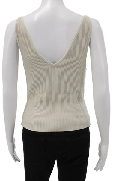 Babaton Womens Beige V-Neck Camisole Sleeveless Basic Size L